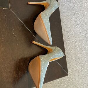Shoe Republic LA Light Blue Studded Heels
